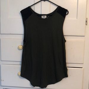 Army green with black lace tank
